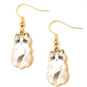 NEW Siamese Kitty Dangle Earrings Women/Girls Cat Lovers Gift